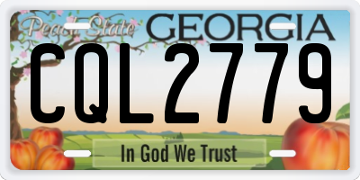 GA license plate CQL2779