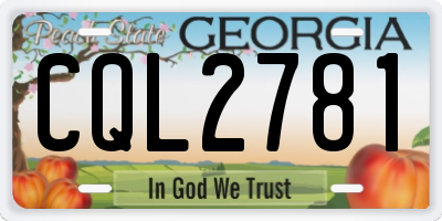 GA license plate CQL2781