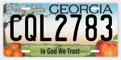 GA license plate CQL2783