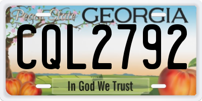 GA license plate CQL2792