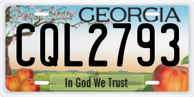 GA license plate CQL2793