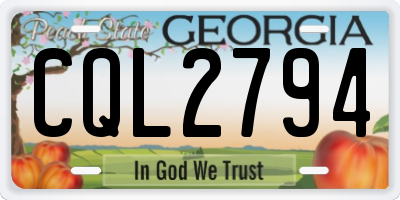GA license plate CQL2794