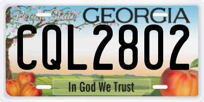 GA license plate CQL2802
