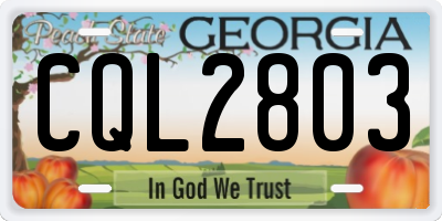 GA license plate CQL2803