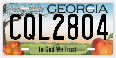 GA license plate CQL2804