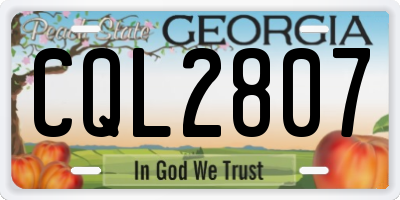 GA license plate CQL2807