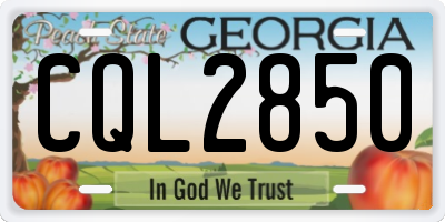 GA license plate CQL2850