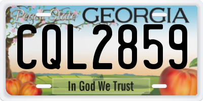 GA license plate CQL2859