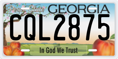 GA license plate CQL2875