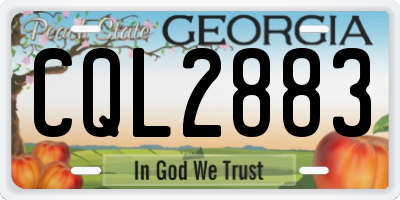 GA license plate CQL2883