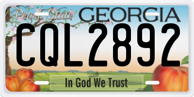 GA license plate CQL2892