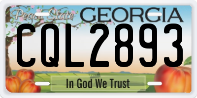 GA license plate CQL2893
