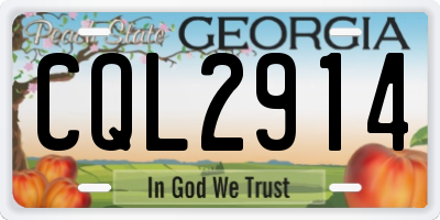GA license plate CQL2914