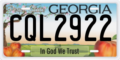 GA license plate CQL2922