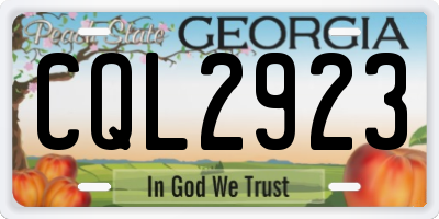 GA license plate CQL2923