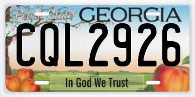 GA license plate CQL2926