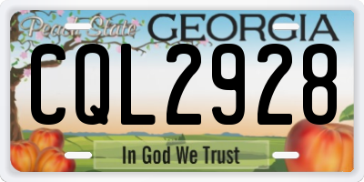 GA license plate CQL2928