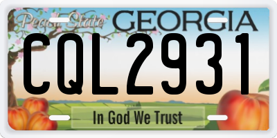 GA license plate CQL2931