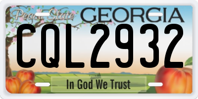 GA license plate CQL2932