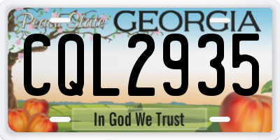 GA license plate CQL2935