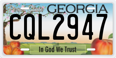 GA license plate CQL2947