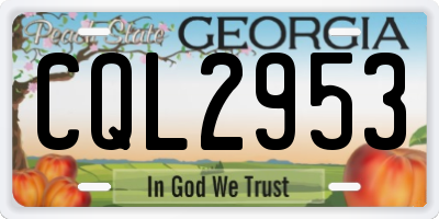 GA license plate CQL2953