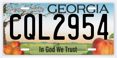 GA license plate CQL2954