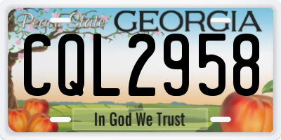 GA license plate CQL2958