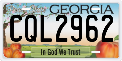 GA license plate CQL2962