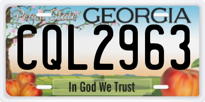 GA license plate CQL2963