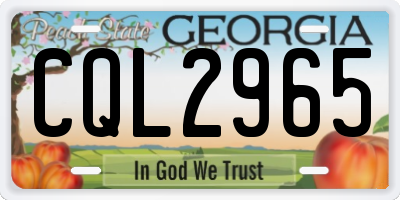 GA license plate CQL2965