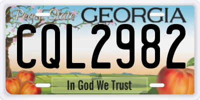GA license plate CQL2982