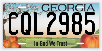 GA license plate CQL2985