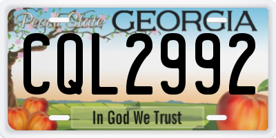 GA license plate CQL2992