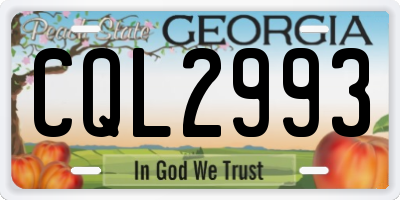 GA license plate CQL2993