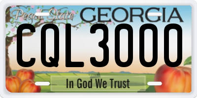 GA license plate CQL3000