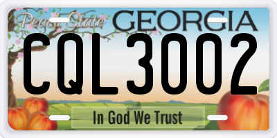 GA license plate CQL3002
