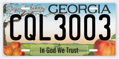 GA license plate CQL3003