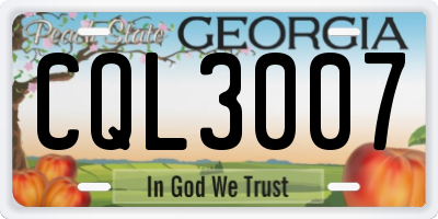 GA license plate CQL3007