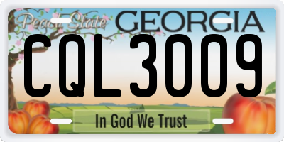GA license plate CQL3009