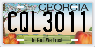 GA license plate CQL3011