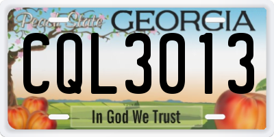 GA license plate CQL3013