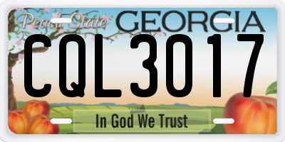 GA license plate CQL3017