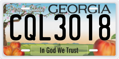 GA license plate CQL3018