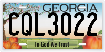 GA license plate CQL3022