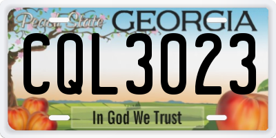 GA license plate CQL3023