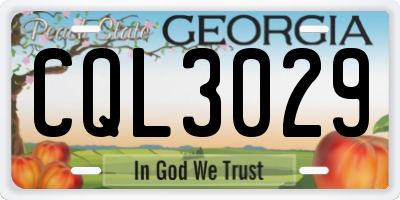 GA license plate CQL3029