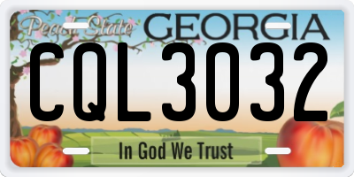 GA license plate CQL3032
