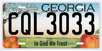 GA license plate CQL3033