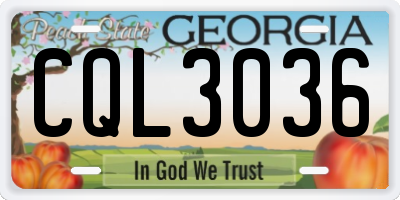 GA license plate CQL3036